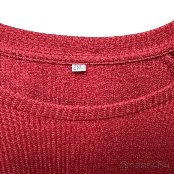 Burgundy Women's Plus Long-Sleeved Blouse w/Lace Sleeves 2XL - Picture 4 of 6